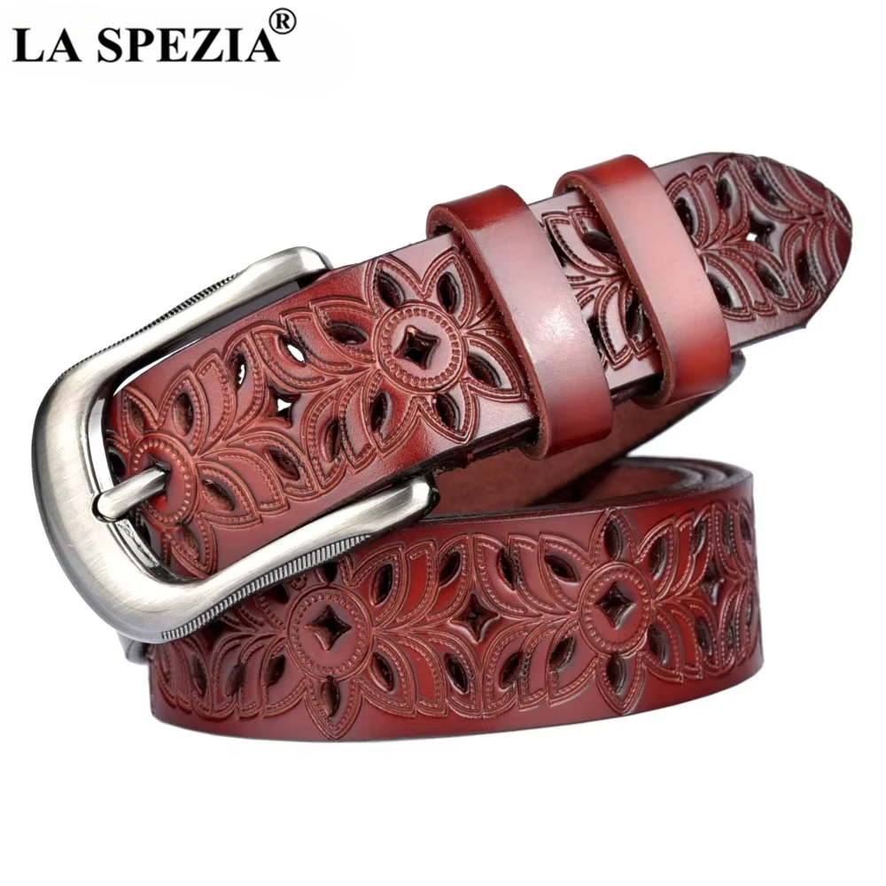 LA SPEZIA Red Women Belt Genuine Leather Cowskin Jeans Belt Cowhide Emnossed Vintage Ladies Pin Buckle Belt Hollow Out Holes
LA SPEZIA Red Women Belt Genuine Leather Cowskin Jeans Belt Cowhide Emnossed Vintage Ladies Pin Buckle Belt Hollow Out Holes