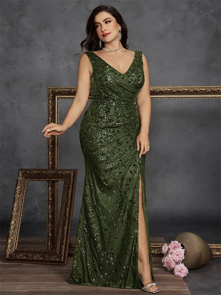 XUIBOL Plus Size Elegant Fashion Evening Dresses Simple V Collar Open Back Sleeveless Embroidered Slit Fishtail Party Gowns
XUIBOL Plus Size Elegant Fashion Evening Dresses Simple V Collar Open Back Sleeveless Embroidered Slit Fishtail Party Gowns