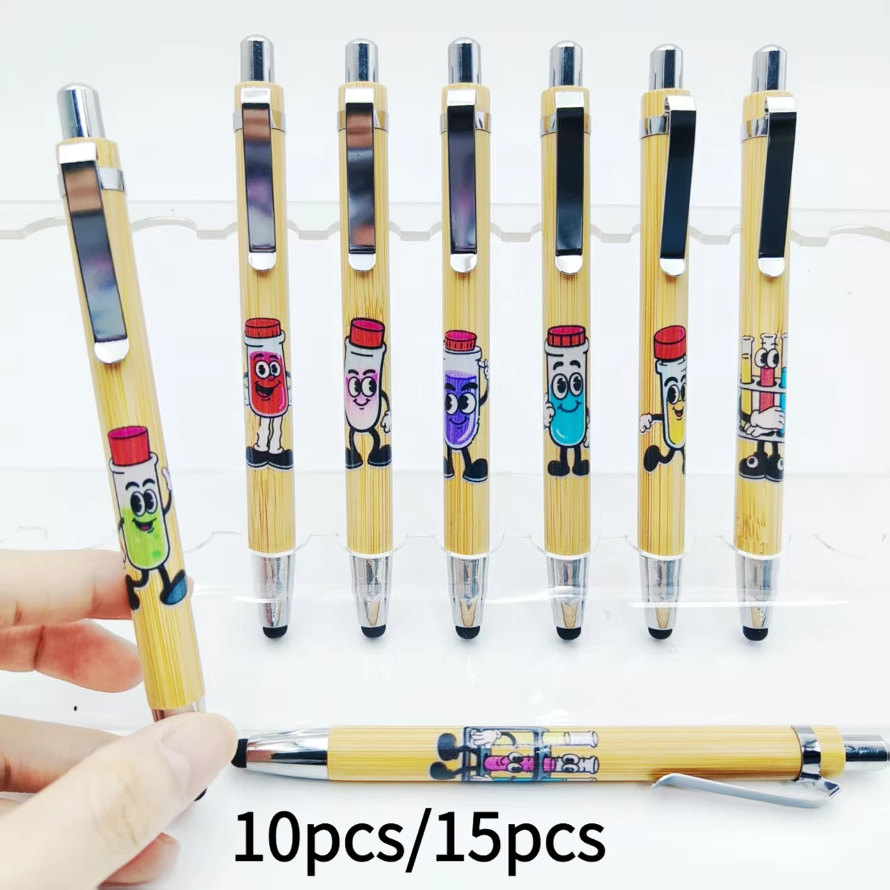10pcs/15pcs laboratory test tube pattern bamboo pen touch screen business gifts office stationery ballpoint pen
10pcs/15pcs laboratory test tube pattern bamboo pen touch screen business gifts office stationery ballpoint pen