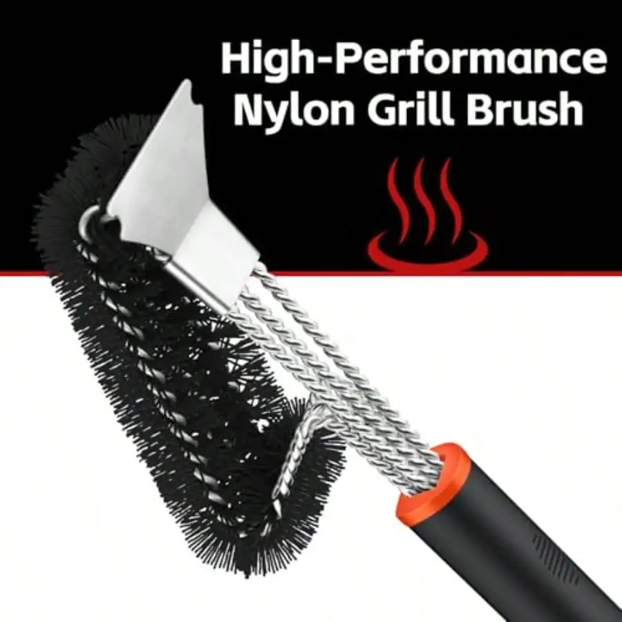 Grill Brush And Scraper Nylon Bristles Barbecue Triple Scrubbers Cleaning Brush For Cast Iron Grates/Porcelain/ Gas/Charcoal Grill Extra Strong BBQ Cleaner Accories Blue
Grill Brush And Scraper Nylon Bristles Barbecue Triple Scrubbers Cleaning Brush For Cast Iron Grates/Porcelain/ Gas/Charcoal Grill Extra Strong BBQ Cleaner Accories Blue