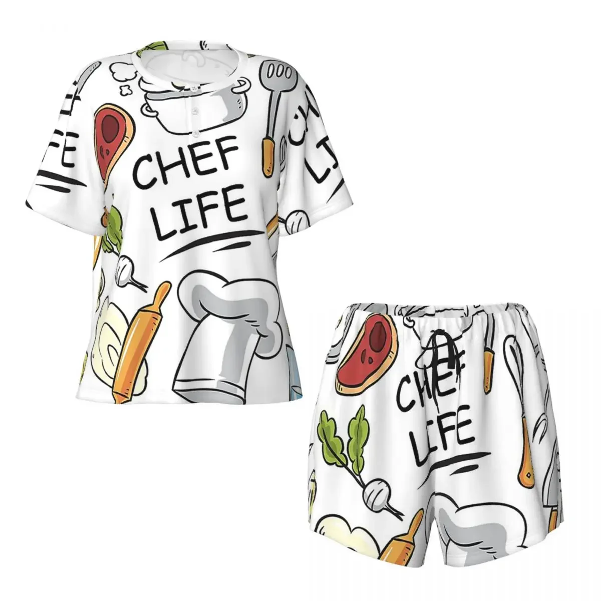 Chef Life Round Neck Short Sleeve Nightgowns for Sleeping Sleepshirts Women Loose Pajama Set Short Pants
Chef Life Round Neck Short Sleeve Nightgowns for Sleeping Sleepshirts Women Loose Pajama Set Short Pants