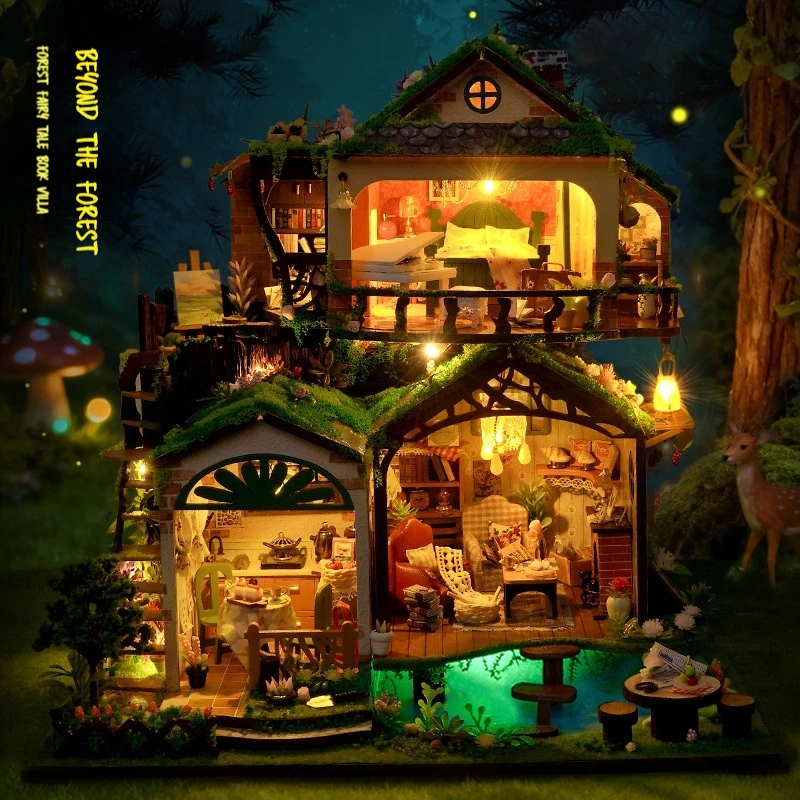 New Diy Cottage Fairy Forest Handmade Assembled Wooden Miniature doll House With Led Light Birthday Gift Home Decor night light
New Diy Cottage Fairy Forest Handmade Assembled Wooden Miniature doll House With Led Light Birthday Gift Home Decor night light
