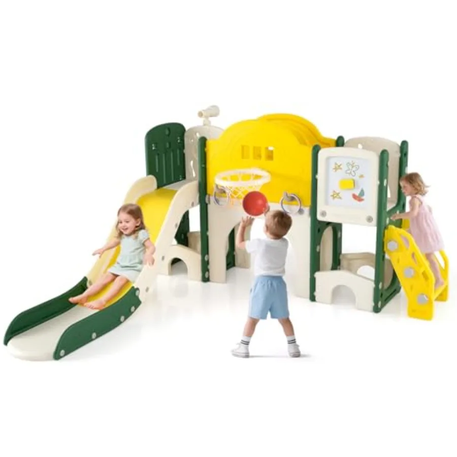 10 in 1 Toddler Slide Set Indoor Playground with Magnetic Whiteboard Ring Toss Basketball Hoop Crawling Tunnel Long Aisle Stora
10 in 1 Toddler Slide Set Indoor Playground with Magnetic Whiteboard Ring Toss Basketball Hoop Crawling Tunnel Long Aisle Stora