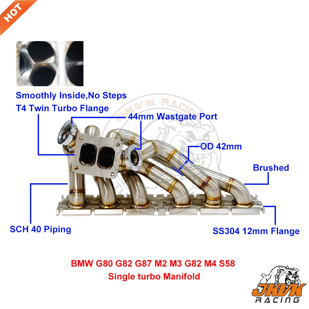 JKVK RACING 12mm T4 Twin Turbo Flange 42mm SS304 3mm Steam Pipe Turbo Manifold KITS For B MW G80 G82 G87 M2 M3 G82 M4 S58 3.0T
JKVK RACING 12mm T4 Twin Turbo Flange 42mm SS304 3mm Steam Pipe Turbo Manifold KITS For B MW G80 G82 G87 M2 M3 G82 M4 S58 3.0T