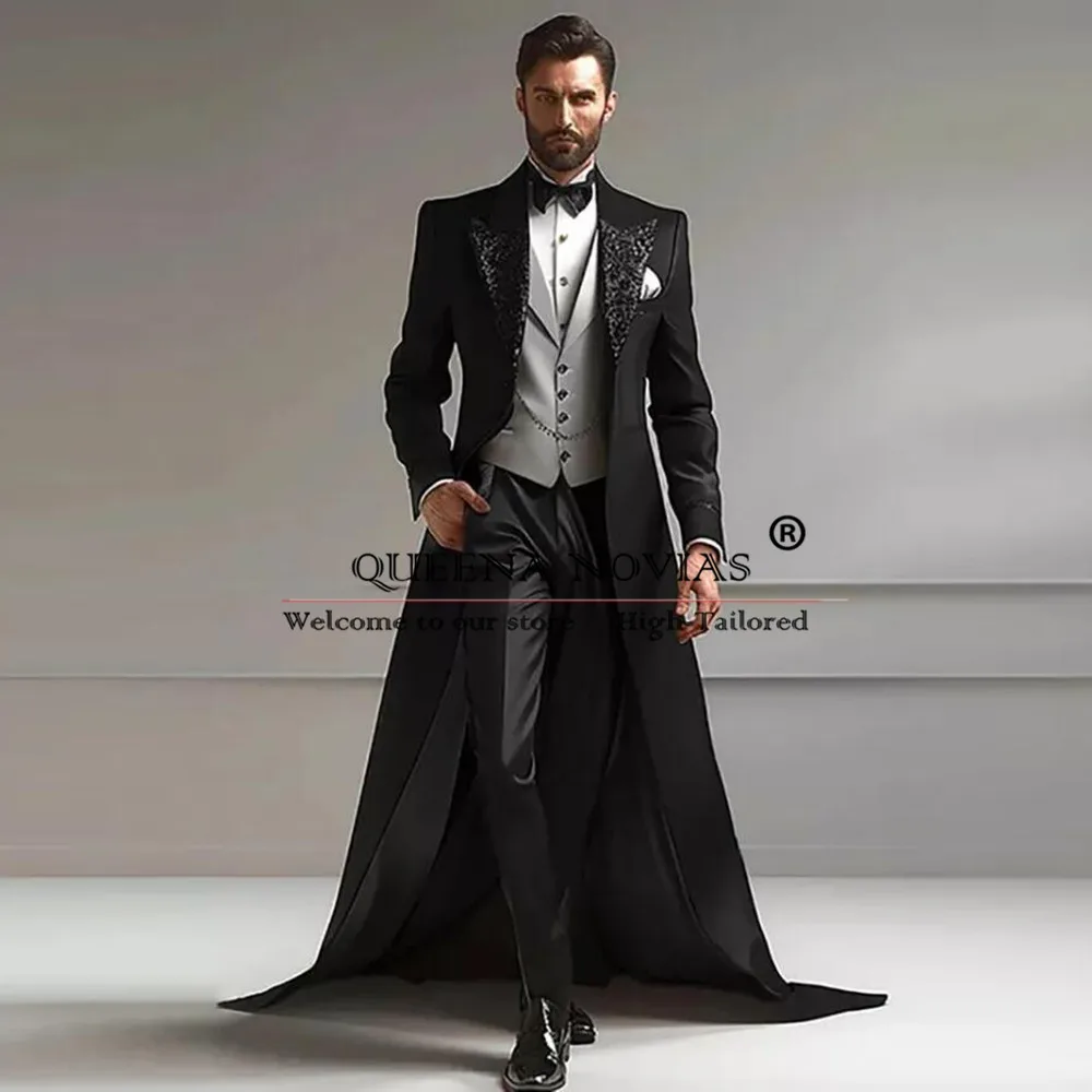 Luxury Men Suit Wedding Sparkly Sequins Lapel Prom Blazer Long Customized 3-Piece Formal Occasion Groom Tuxedo costumes homme
Luxury Men Suit Wedding Sparkly Sequins Lapel Prom Blazer Long Customized 3-Piece Formal Occasion Groom Tuxedo costumes homme