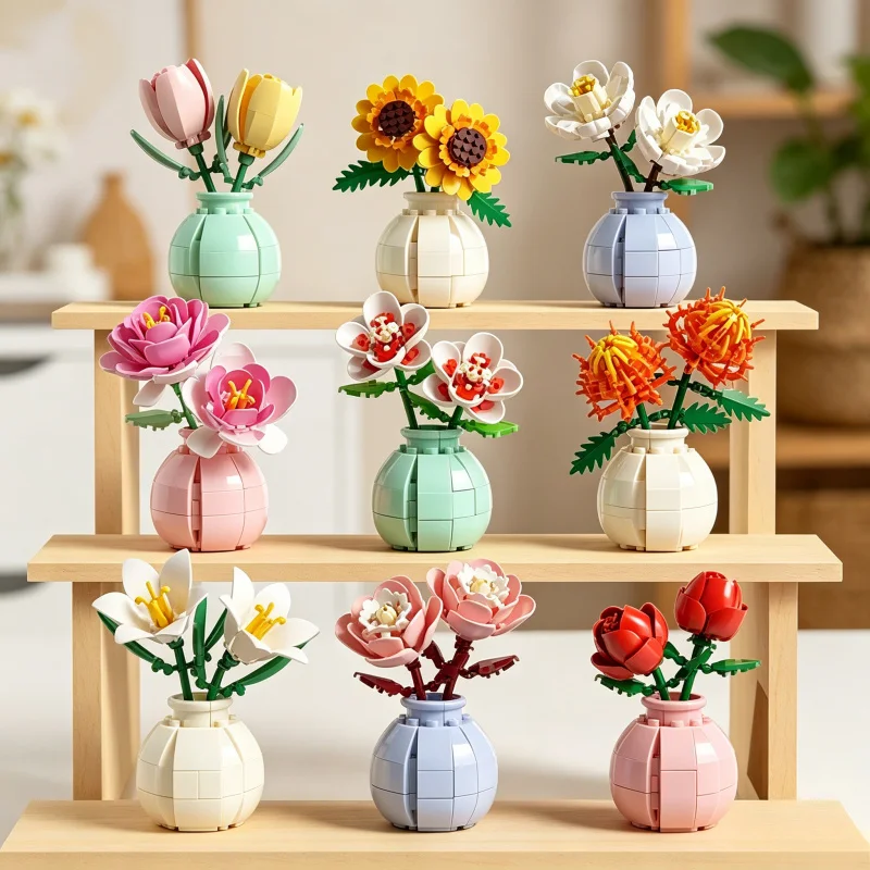 Building Block Flower Bouquet with Pot - Roses & Lily Building Blocks, Cute Living Room Ornament Toy Gift
Building Block Flower Bouquet with Pot - Roses & Lily Building Blocks, Cute Living Room Ornament Toy Gift