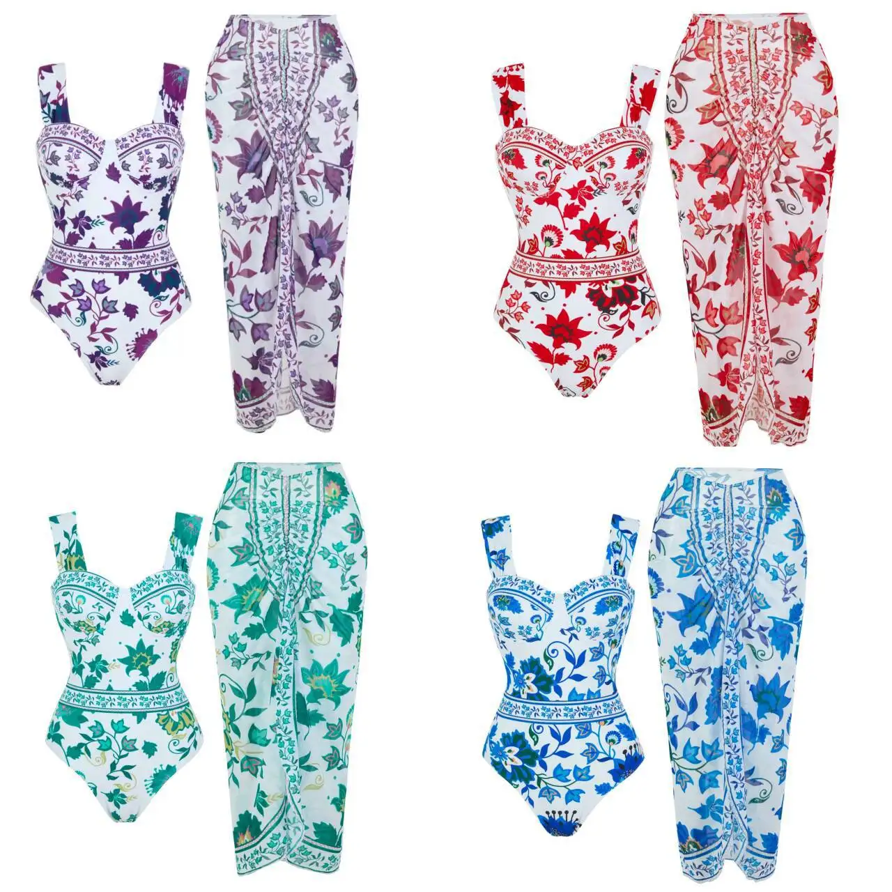 One-piece Women Floral Swimwear Swimsuit Blue Red Printed V-neck Sexy Bikini Set Beach Vacation Style Wear Maxi Dress Skirt
One-piece Women Floral Swimwear Swimsuit Blue Red Printed V-neck Sexy Bikini Set Beach Vacation Style Wear Maxi Dress Skirt
