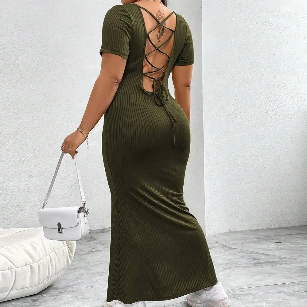 Women's U-neck Backless Oversized Design Dress, Summer Minimalist Style, Ankle Length Skirt Party Summer Elegantes Casual Y2k
Women's U-neck Backless Oversized Design Dress, Summer Minimalist Style, Ankle Length Skirt Party Summer Elegantes Casual Y2k