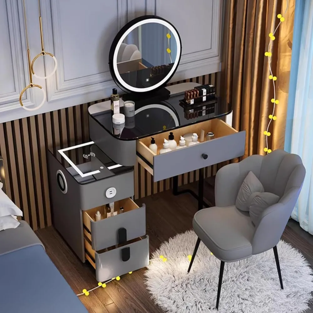 Makeup Vanities, Vanity Mirror with Lights Desk 1 Drawers and Side Cabinet for Bedroom, Vanity Desk with Mirror,Makeup Vanitie
Makeup Vanities, Vanity Mirror with Lights Desk 1 Drawers and Side Cabinet for Bedroom, Vanity Desk with Mirror,Makeup Vanitie
