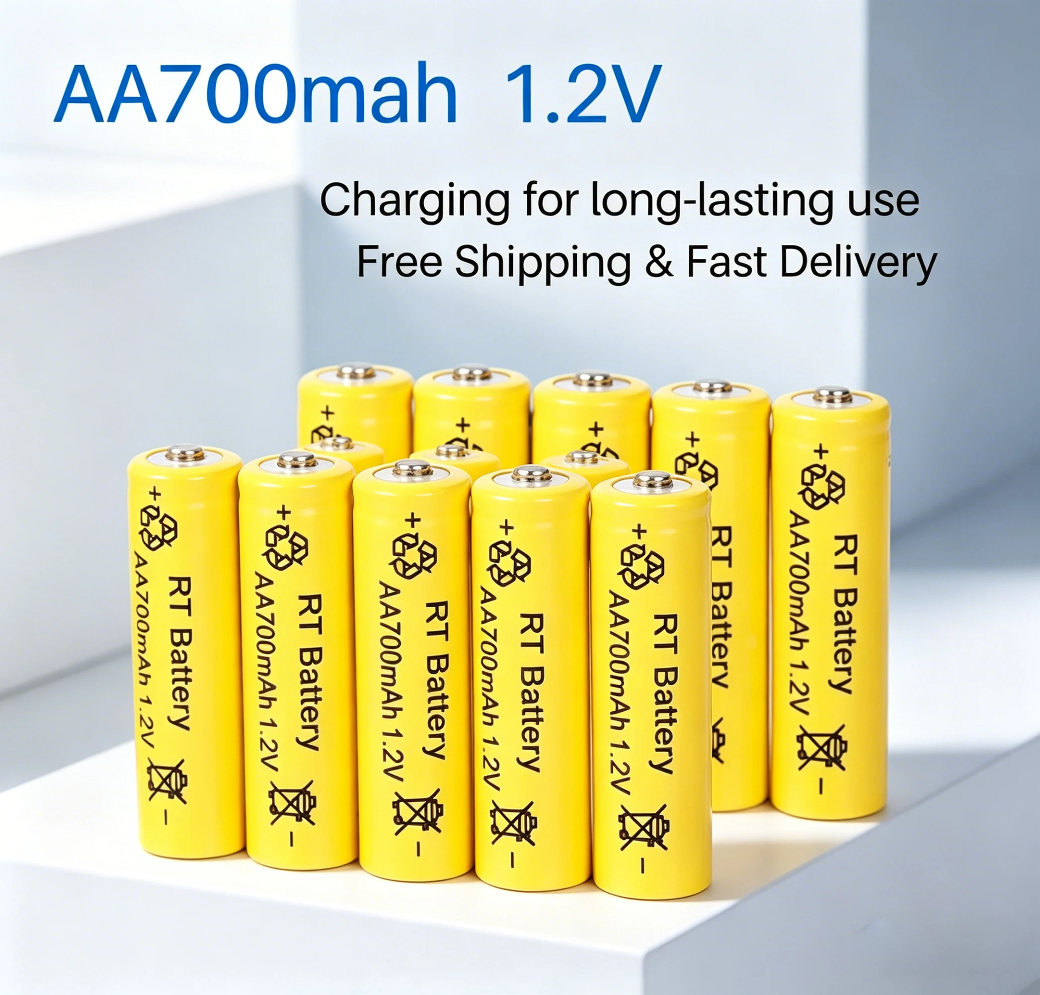 AA 1.2V 700mAh Ni-MH Rechargeable Battery High Capacity Pre-Charged Cell For Toys Remote Controls Clocks
AA 1.2V 700mAh Ni-MH Rechargeable Battery High Capacity Pre-Charged Cell For Toys Remote Controls Clocks