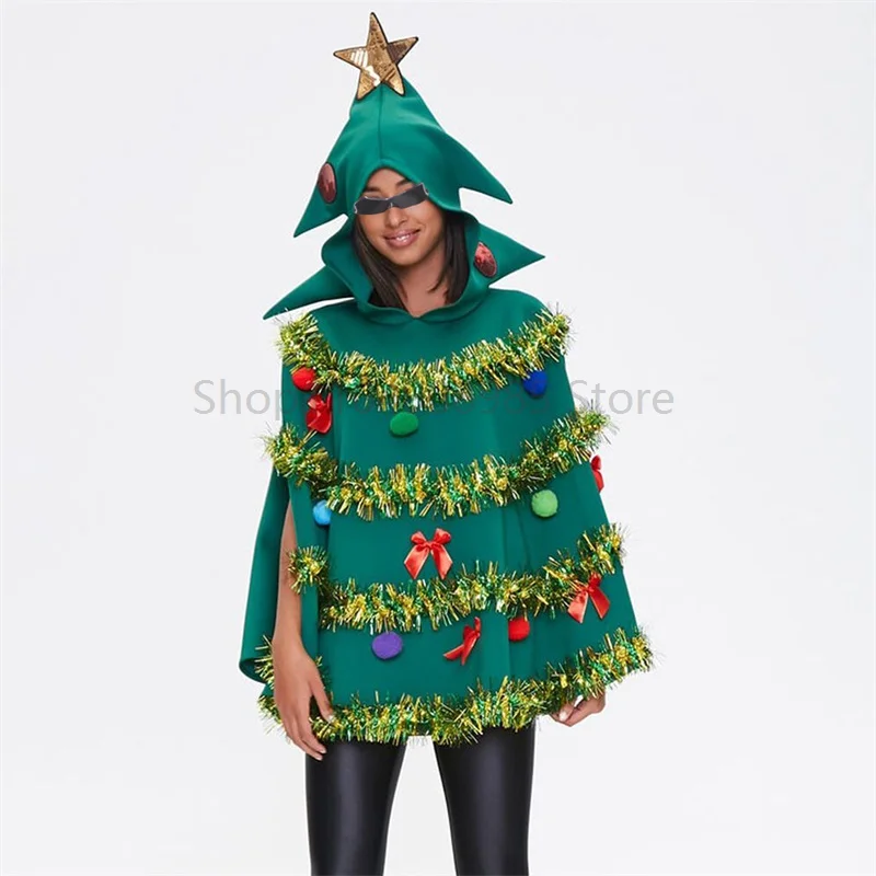 Christmas Tree Poncho Costume Adults Women Men Bow Ball Decor Hooded Cloak Cape Party Prop for Cosplay Party Role-Playing
Christmas Tree Poncho Costume Adults Women Men Bow Ball Decor Hooded Cloak Cape Party Prop for Cosplay Party Role-Playing