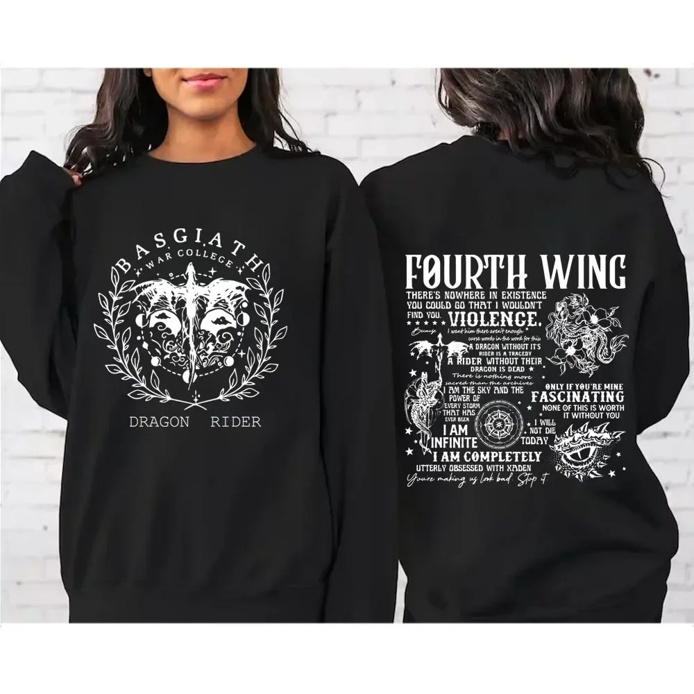 Fourth Wing Double-sided Crewneck Hoodie Basgiath War College Sweatshirt Uniseable Sweater Bookish Long-sleeved Pullover Top
Fourth Wing Double-sided Crewneck Hoodie Basgiath War College Sweatshirt Uniseable Sweater Bookish Long-sleeved Pullover Top