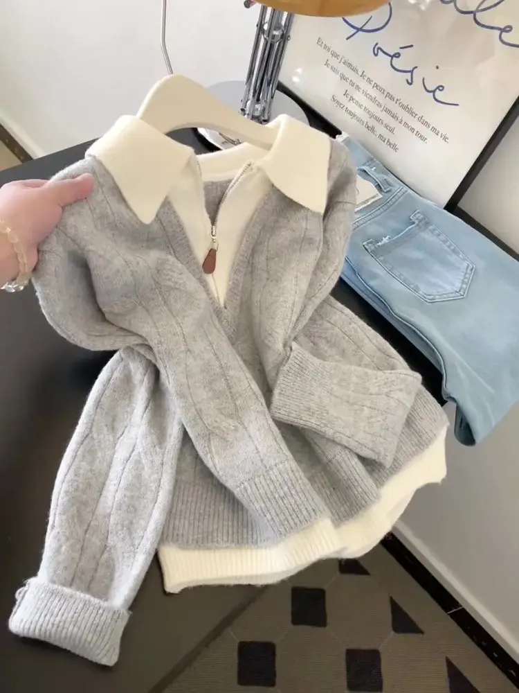 Sweet Sle Mo Two-Piece Sweater Women's f Zipper Collar Knitted Top Autumn Winter New Arrival Regular Thin C...
Sweet Sle Mo Two-Piece Sweater Women's f Zipper Collar Knitted Top Autumn Winter New Arrival Regular Thin C...