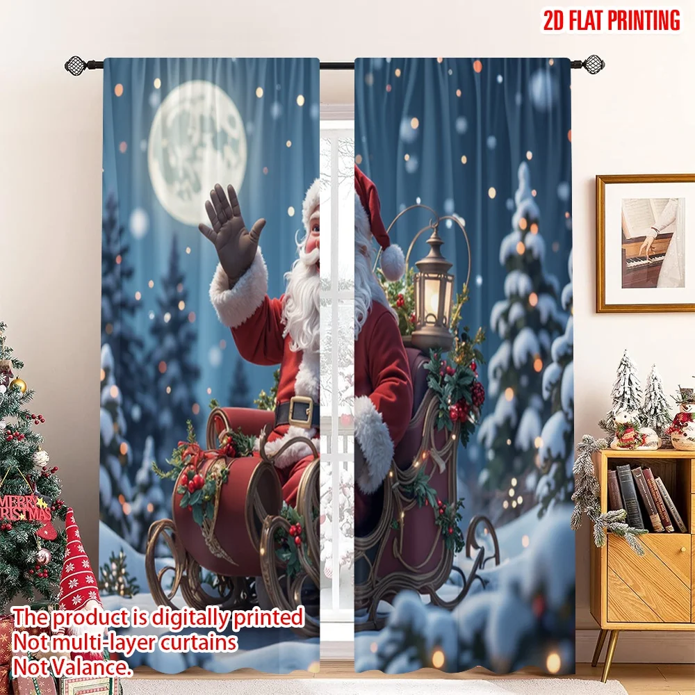 2pcs 2D flat printing Merry Christmas Party Curtains Santa Sleigh Ride Moonlit Night Polyester Fabric Without Electricity
2pcs 2D flat printing Merry Christmas Party Curtains Santa Sleigh Ride Moonlit Night Polyester Fabric Without Electricity