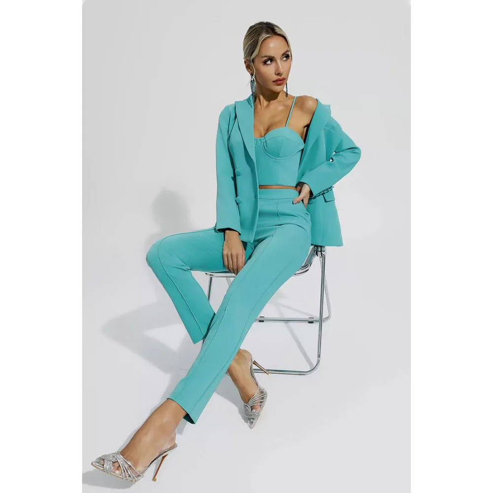 Fashion Chic Blue Suits for Women Double Breasted 2 Pieces jacket Pants Female Clothing Slim Fit Office Lady Smart Blazers Sets
Fashion Chic Blue Suits for Women Double Breasted 2 Pieces jacket Pants Female Clothing Slim Fit Office Lady Smart Blazers Sets