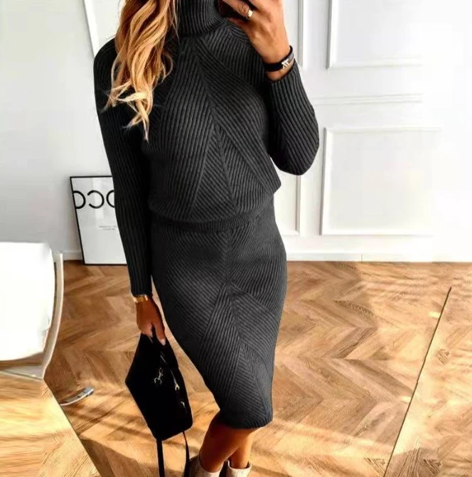 womens two piece sets outfit High neck knitted solid color pullover sweater skirt set 2025 Autumn Winter New Fashion Casual
womens two piece sets outfit High neck knitted solid color pullover sweater skirt set 2025 Autumn Winter New Fashion Casual