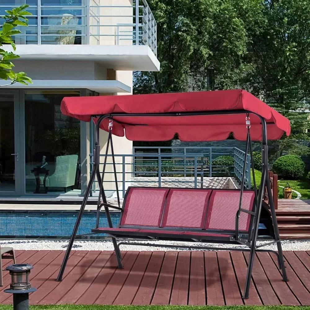 Outdoor Patio Canopy Swing Chair 3-Person Steel Frame Seats Swing Glider, Patio Swings
Outdoor Patio Canopy Swing Chair 3-Person Steel Frame Seats Swing Glider, Patio Swings