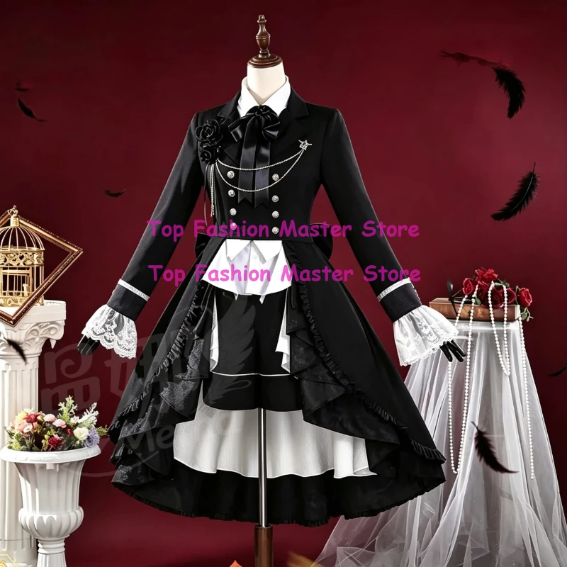 Newly Green Witch Ciel Phantomhive Cosplay Anime Butler Costume Man Black Rose Uniform Hat Wig Set Party Halloween Play Outfit
Newly Green Witch Ciel Phantomhive Cosplay Anime Butler Costume Man Black Rose Uniform Hat Wig Set Party Halloween Play Outfit