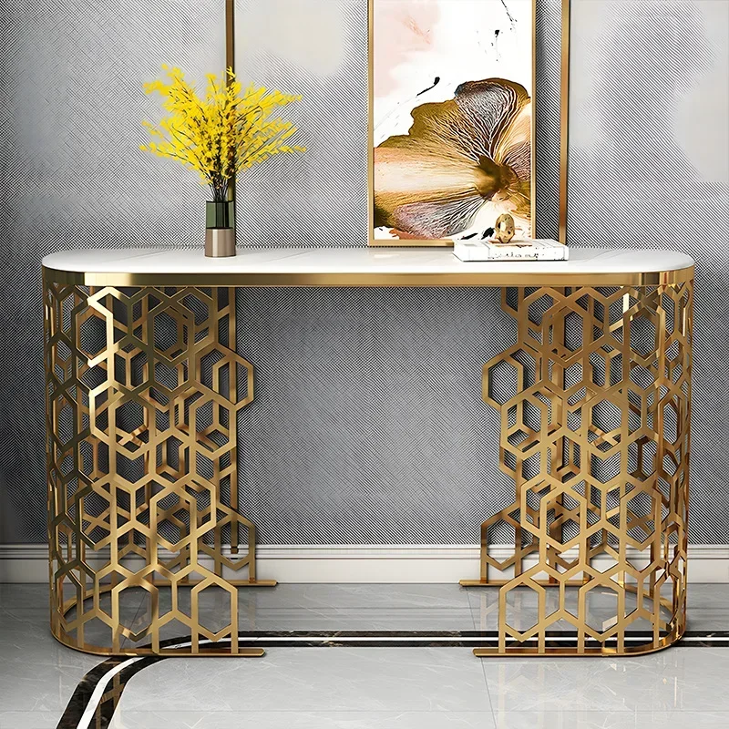 Simple modern living room art end view table, marble light luxury stainless steel hollow entrance table
Simple modern living room art end view table, marble light luxury stainless steel hollow entrance table