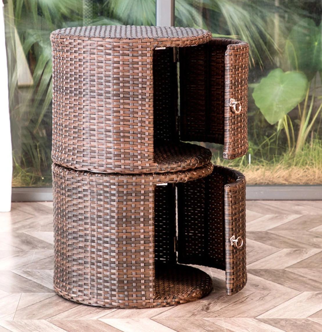 Outdoor Balcony Garden Rattan Waterproof Sun Protection Storage Round Storage Cabinet Custom Shoe Rack
Outdoor Balcony Garden Rattan Waterproof Sun Protection Storage Round Storage Cabinet Custom Shoe Rack
