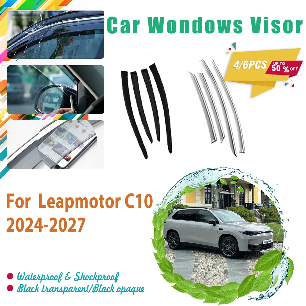 Car Rain Guards For Leapmotor C10 2024 2025 2026 2027 Rain Window Visor Shade Side Door Guard Deflector 4/6PCS Auto Accessories
Car Rain Guards For Leapmotor C10 2024 2025 2026 2027 Rain Window Visor Shade Side Door Guard Deflector 4/6PCS Auto Accessories