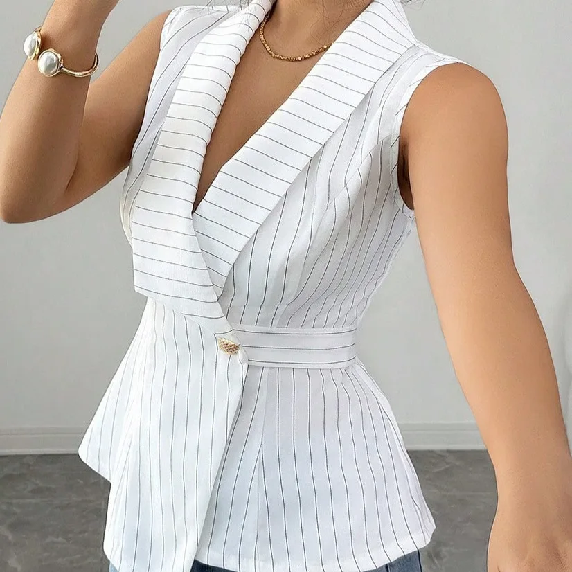 YYAHAHAS European Style Vest Women Summer 2026 New Striped Slim Fit Waistcoat Single Breasted Belted Sleeveless Blazer
YYAHAHAS European Style Vest Women Summer 2026 New Striped Slim Fit Waistcoat Single Breasted Belted Sleeveless Blazer