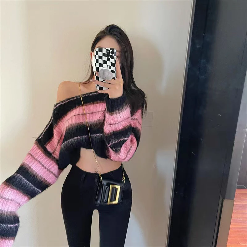 Y2k Women Striped Sweater Loose Fall Pullover Knit Crop Tops Long Sleeve Streetwear Pullover Jumper Sexy Off Shoulder Ladies Top
Y2k Women Striped Sweater Loose Fall Pullover Knit Crop Tops Long Sleeve Streetwear Pullover Jumper Sexy Off Shoulder Ladies Top