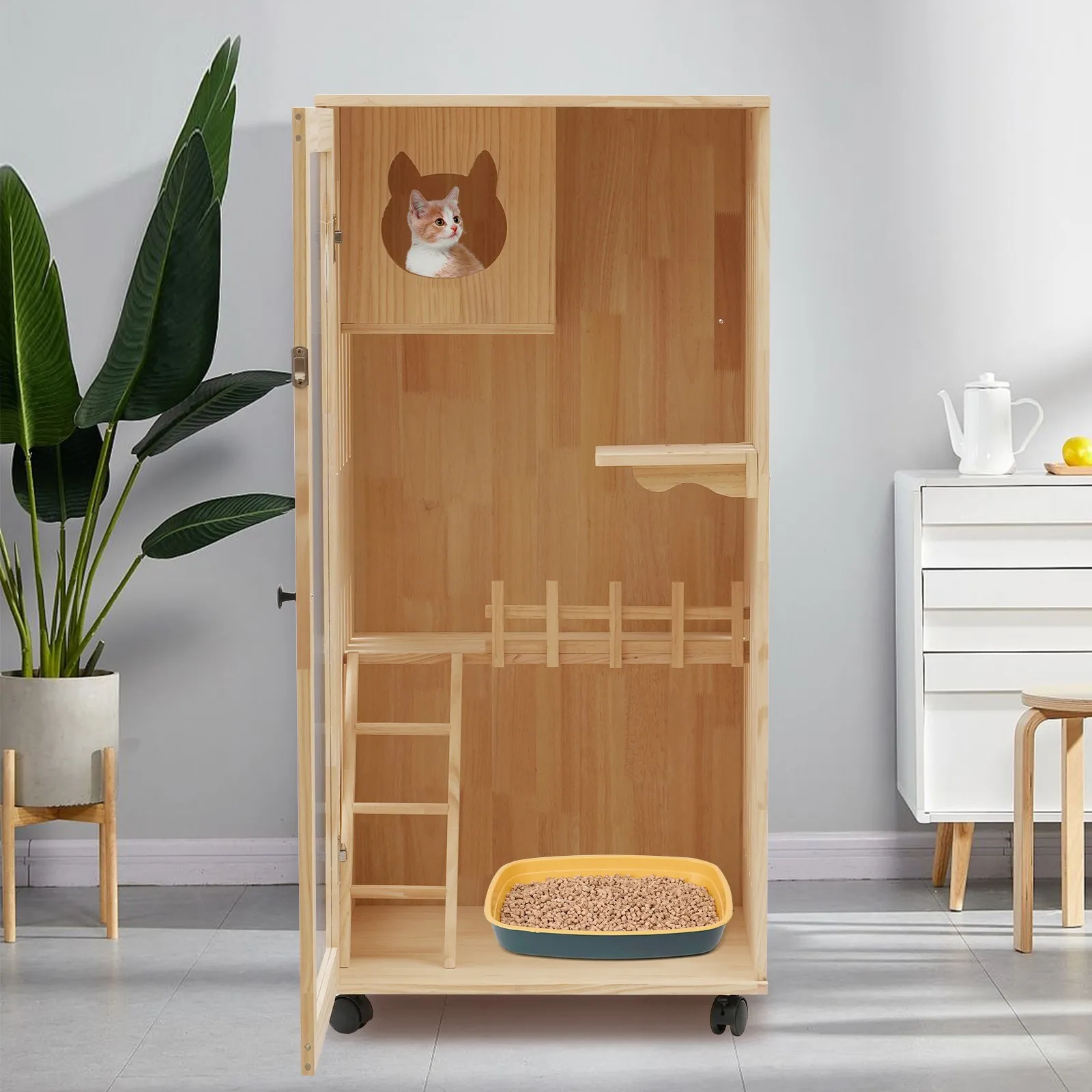 Large Wooden Cat Enclosure with LED Lights and Wheels Indoor Outdoor Catio House for Pets Playpen Kitty Shelter Safe Enclosed
Large Wooden Cat Enclosure with LED Lights and Wheels Indoor Outdoor Catio House for Pets Playpen Kitty Shelter Safe Enclosed