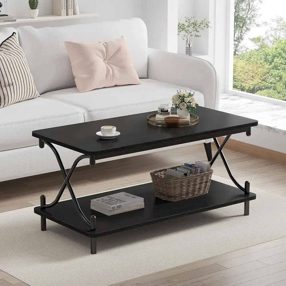 Modern 39 Round Coffee Table with Storage Shelf, Easy Assembly, Glossy Black Finish
Modern 39 Round Coffee Table with Storage Shelf, Easy Assembly, Glossy Black Finish
