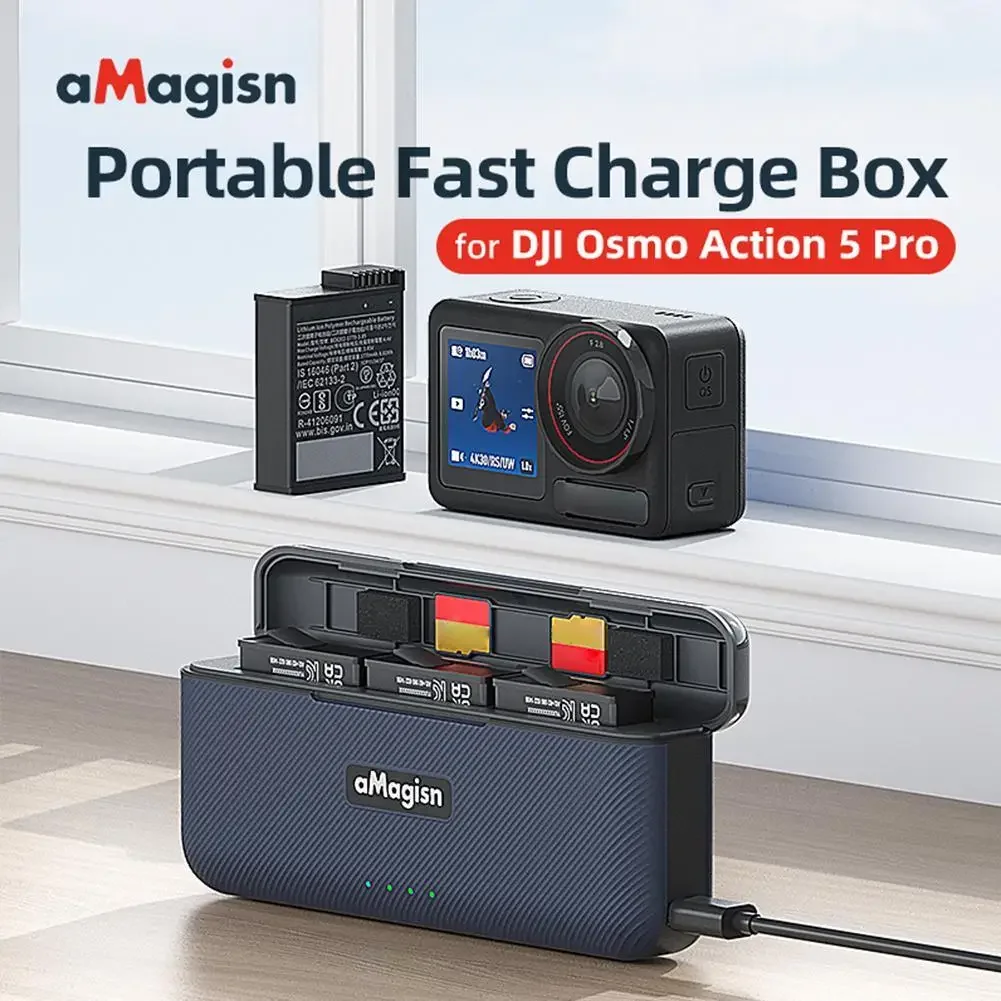For DJI Action 5 Pro Battery Charger Fast Charging Case 3-Channel Battery Storage Case With Slots & Type C Cable Parts
For DJI Action 5 Pro Battery Charger Fast Charging Case 3-Channel Battery Storage Case With Slots & Type C Cable Parts