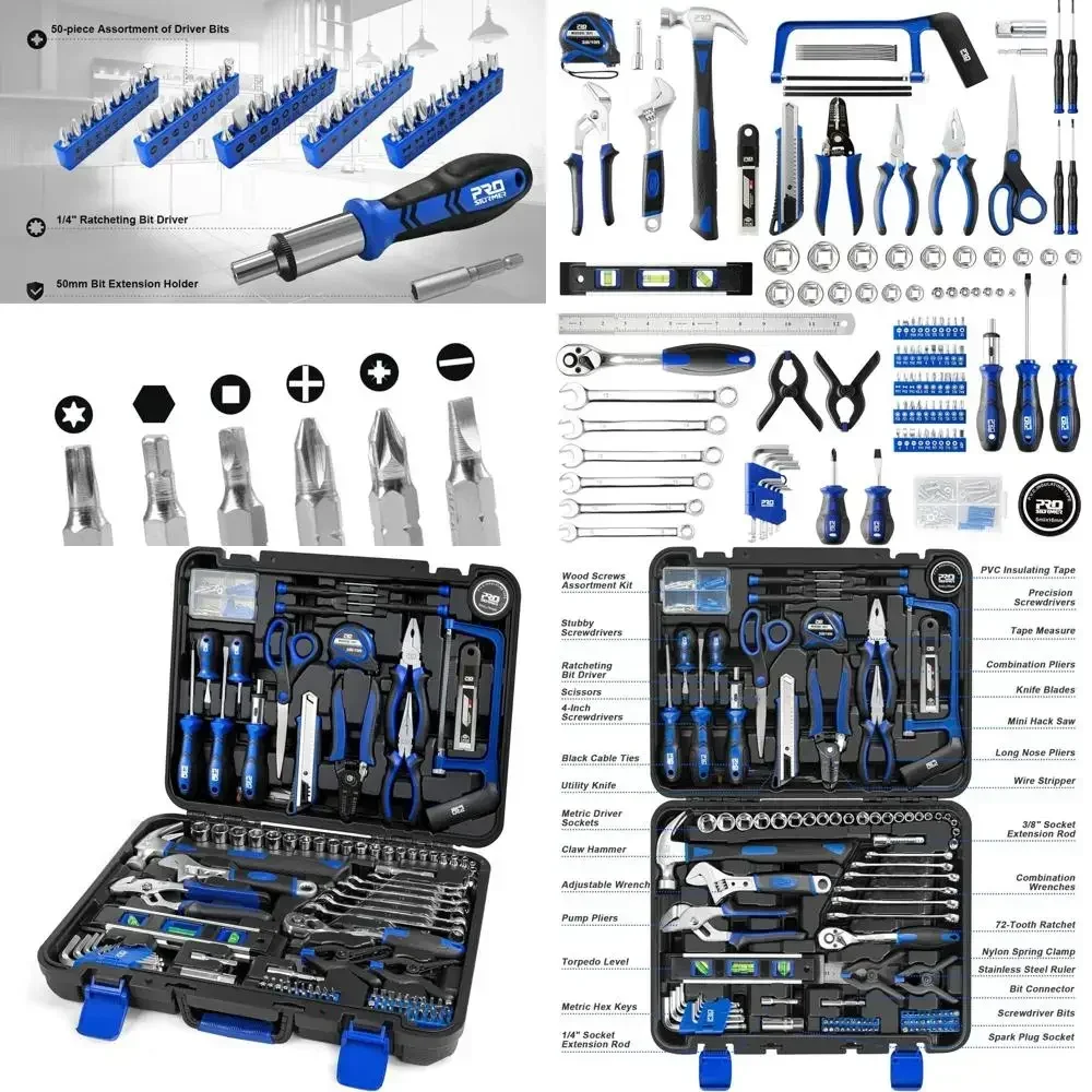 259-Piece Tool Kit, General Household Hand Tool Set with Plastic Storage Toolbox, Portable Complete Repair Tool Box or Home and
259-Piece Tool Kit, General Household Hand Tool Set with Plastic Storage Toolbox, Portable Complete Repair Tool Box or Home and