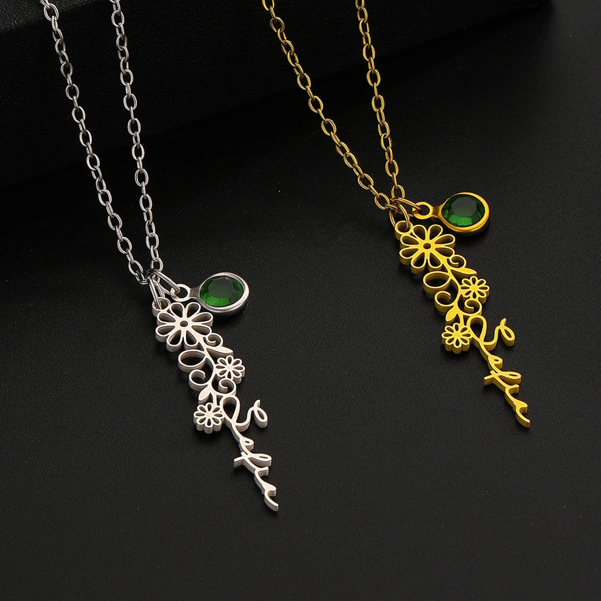 Custom Name Stainless Steel Flower Branch Necklace with Diamonds Women's Fashion Pendant Necklace
Custom Name Stainless Steel Flower Branch Necklace with Diamonds Women's Fashion Pendant Necklace