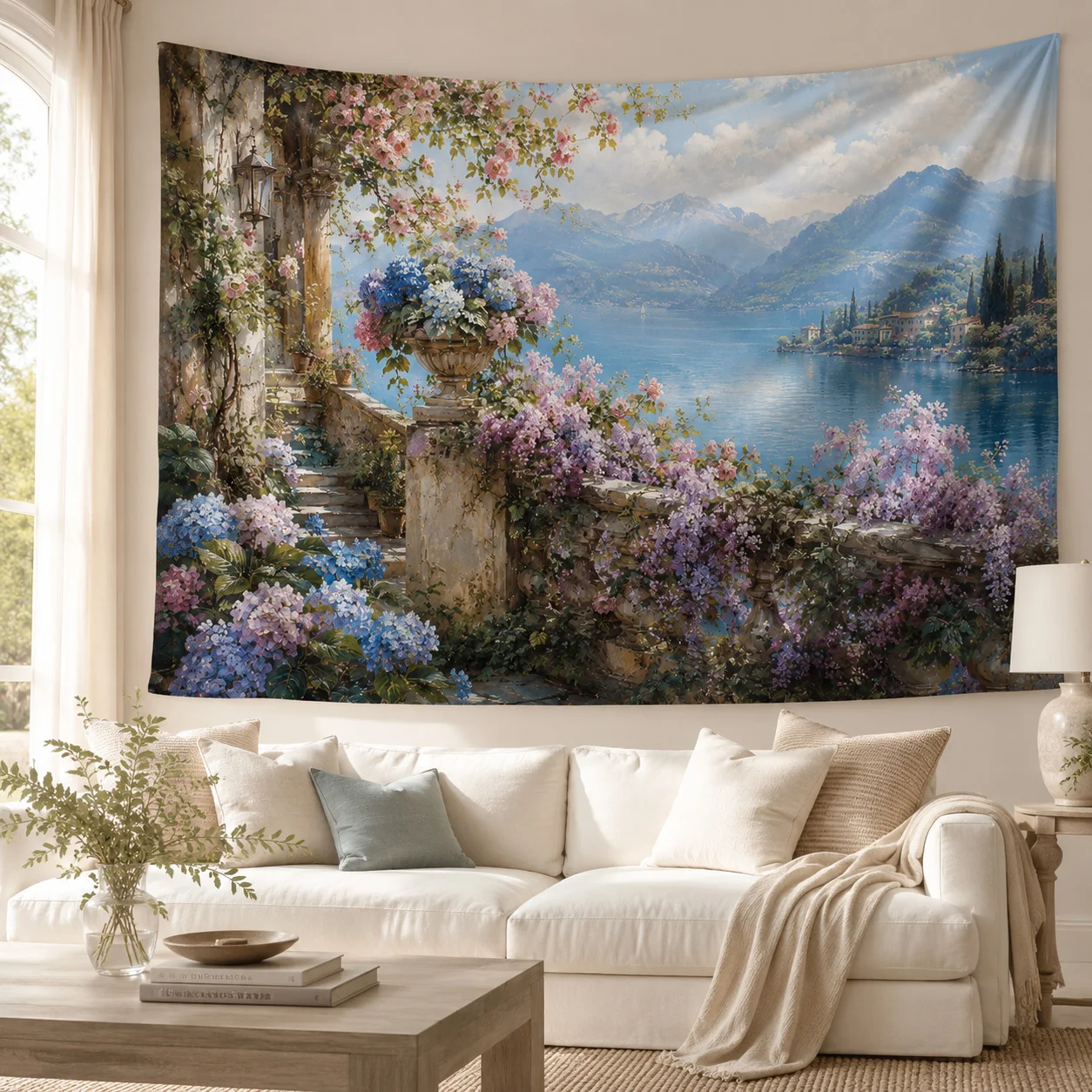 Vintage Lake Garden Wall Tapestry Hydrangea Floral Landscape Oil Painting Hanging for Bedroom Living Room Decor Gift
Vintage Lake Garden Wall Tapestry Hydrangea Floral Landscape Oil Painting Hanging for Bedroom Living Room Decor Gift
