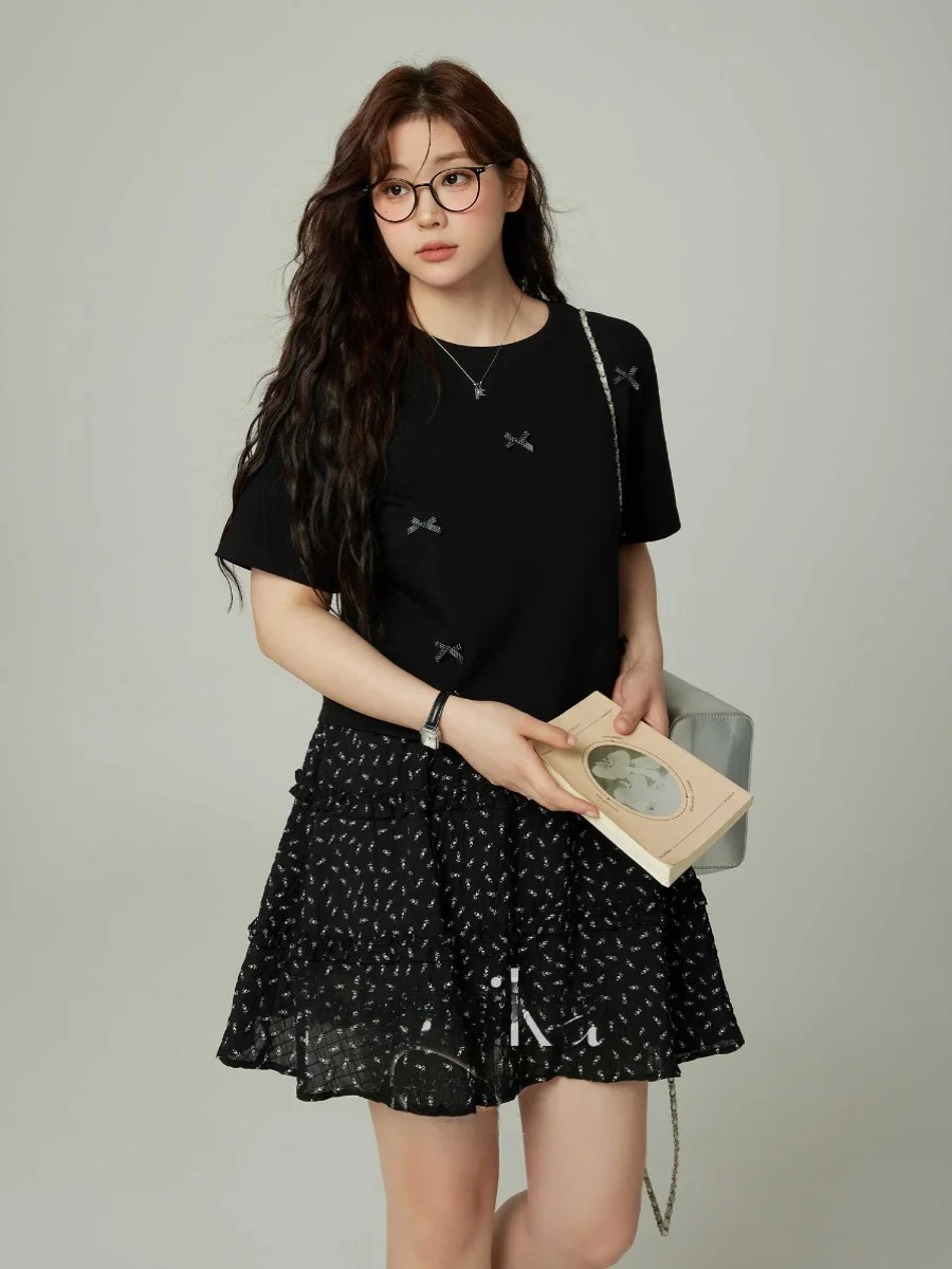 Monika Large Size Women's Loose Chic Short Sleeve T-Shirt Knot Slimming Summer Top Korean Style round Neck Cotton
Monika Large Size Women's Loose Chic Short Sleeve T-Shirt Knot Slimming Summer Top Korean Style round Neck Cotton