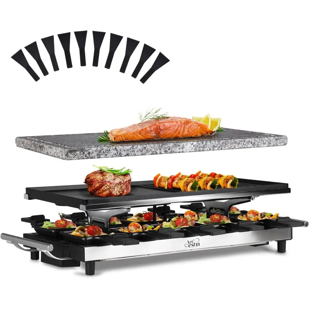 1500W Large Size Raclette Cheese Grill Adjustable Temperature Korean BBQ Grill, Cheese Raclette with Grill Stone and ood-Grade C
1500W Large Size Raclette Cheese Grill Adjustable Temperature Korean BBQ Grill, Cheese Raclette with Grill Stone and ood-Grade C