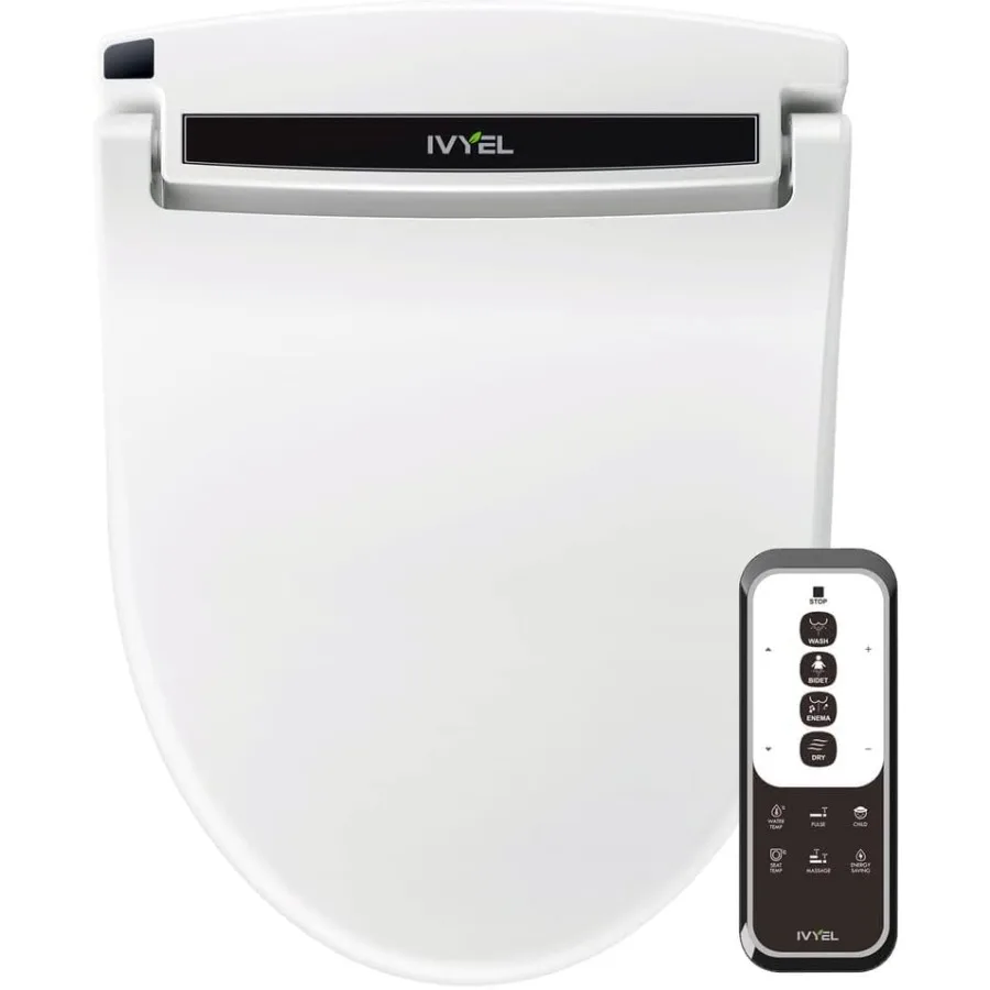 Electric bidet seat for toilet: elongated, stainless steel, white, tankless heated water and self-cleaning nozzle
Electric bidet seat for toilet: elongated, stainless steel, white, tankless heated water and self-cleaning nozzle
