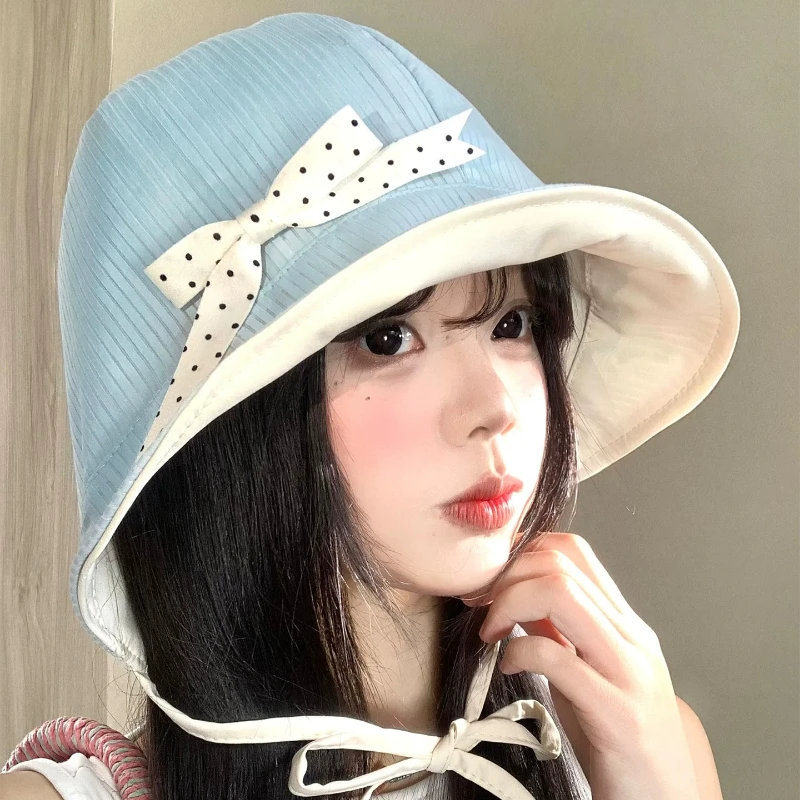 Ins Sweet Polka-dot Bow Strap Bucket Hats for Women Spring and Summer Travel Sunscreen Versatile Retro Japanese Loli Caps
Ins Sweet Polka-dot Bow Strap Bucket Hats for Women Spring and Summer Travel Sunscreen Versatile Retro Japanese Loli Caps