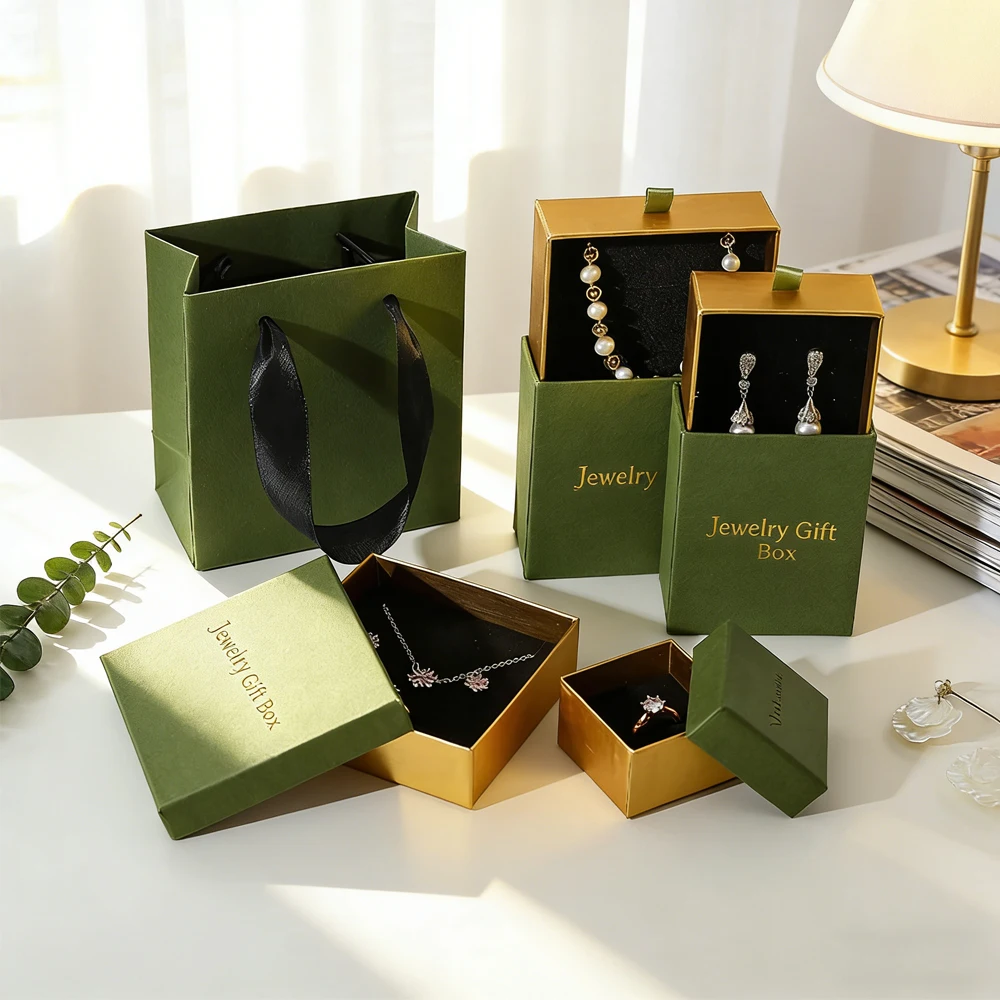24/50/100Pcs Custom Logo Olive Green Paper Jewelry Drawer Boxes DIY Ring Necklace Earrings Brooch Packaging Gift Box For Girls
24/50/100Pcs Custom Logo Olive Green Paper Jewelry Drawer Boxes DIY Ring Necklace Earrings Brooch Packaging Gift Box For Girls