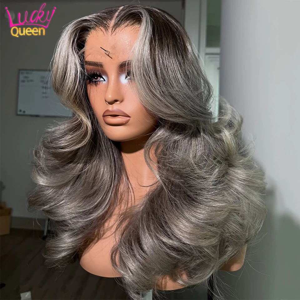 Ombre Grey Dark Root Human Hair wig 13x6 13x4 Lace Front Human Wig For Women Pre Plucked 5x5 Lace Closure Wig Body Wave Glueless
Ombre Grey Dark Root Human Hair wig 13x6 13x4 Lace Front Human Wig For Women Pre Plucked 5x5 Lace Closure Wig Body Wave Glueless