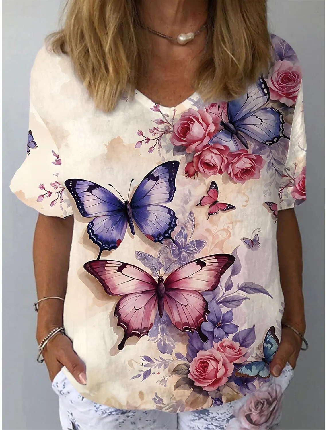 Women's Trendy T-Shirt Flower Graphics Fashion Short Sleeved V-Neck Regular Tops Daily Prints Tee 2025 Summer Y2K Casual Tops
Women's Trendy T-Shirt Flower Graphics Fashion Short Sleeved V-Neck Regular Tops Daily Prints Tee 2025 Summer Y2K Casual Tops