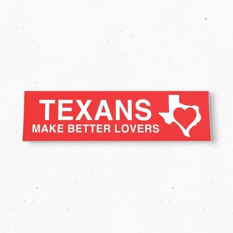 Texans Make Better Lovers Bumper Sticker - TEXAS Vintage Style Travel Decal 80s - Bumper Stickers - Car Stickers
Texans Make Better Lovers Bumper Sticker - TEXAS Vintage Style Travel Decal 80s - Bumper Stickers - Car Stickers