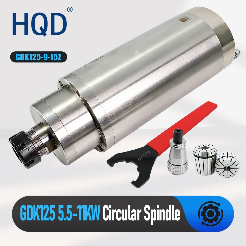 5500w 125mm Round Spindle Motor For metal Processing ER32 450hz-750hz 9000-15000rpm 5.5kw AC294-380V 3.5Nm Water Colling Spindle
5500w 125mm Round Spindle Motor For metal Processing ER32 450hz-750hz 9000-15000rpm 5.5kw AC294-380V 3.5Nm Water Colling Spindle