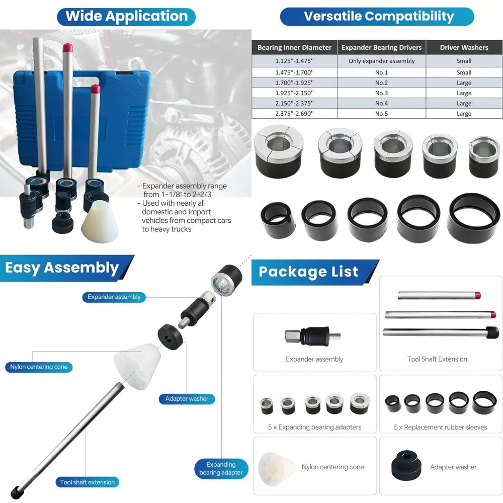 Набор инструментов для снятия и установки кулачковых подшипников ATPEAM — полный комплект для снятия и установки подшипников распределительного вала с адаптерами 1-1/8 дюйма до 2-2/3 дюйма для большинства V
Набор инструментов для снятия и установки кулачковых подшипников ATPEAM — полный комплект для снятия и установки подшипников распределительного вала с адаптерами 1-1/8 дюйма до 2-2/3 дюйма для большинства V