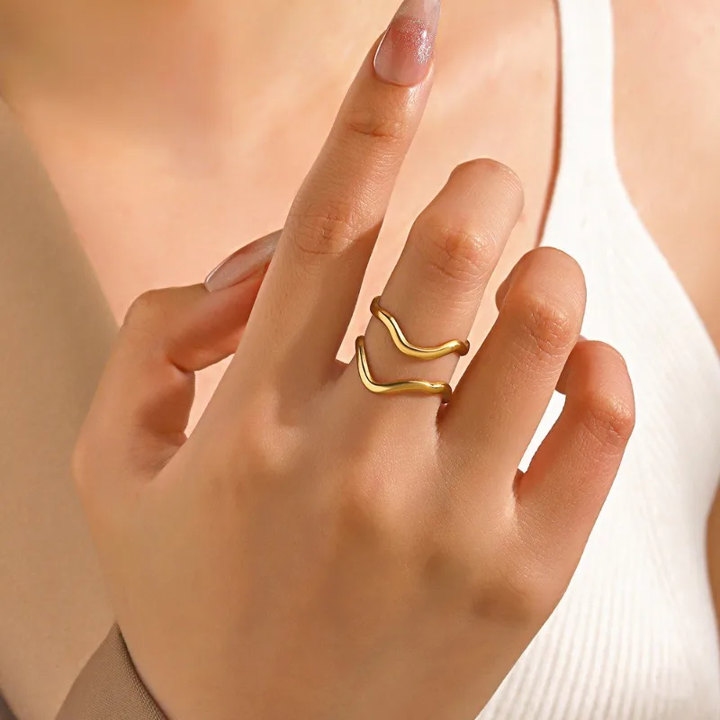 Popular simple style stainless steel special-shaped ring female personality line design irregular opening ring wholesale
Popular simple style stainless steel special-shaped ring female personality line design irregular opening ring wholesale