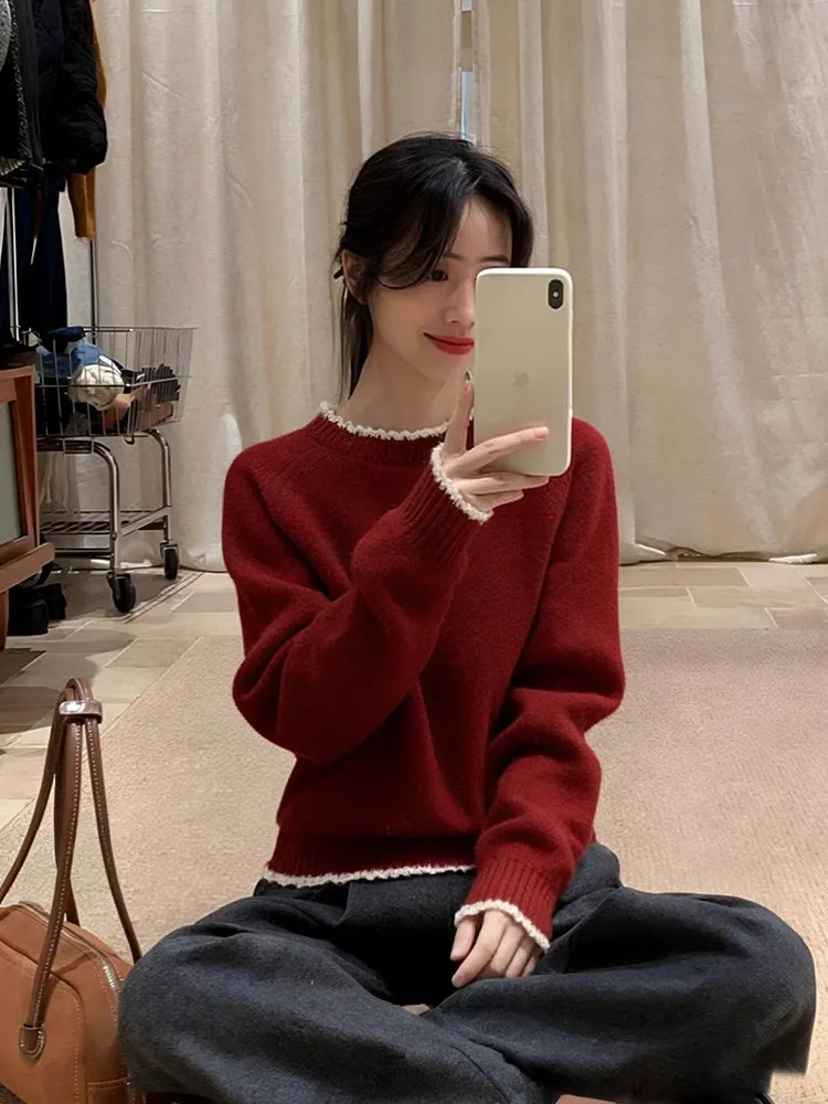Корейский свободный вязаный свитер с имитацией меха медведя для женщин, осенне-зимний повседневный универсальный милый вязаный топ
Корейский свободный вязаный свитер с имитацией меха медведя для женщин, осенне-зимний повседневный универсальный милый вязаный топ