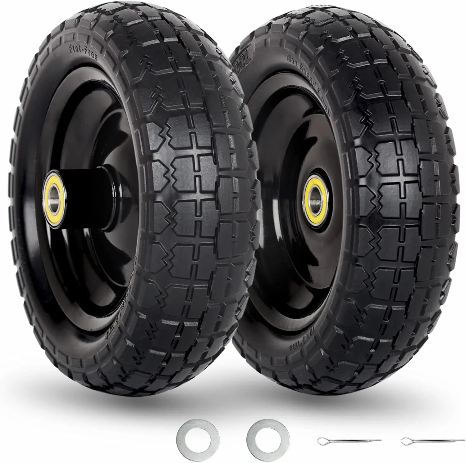 10" Flat-Free Solid Tire & Wheel, 4.10/3.50-4, 5/8" Axle, 2.2" Offset, 300 LBS Capacity
10" Flat-Free Solid Tire & Wheel, 4.10/3.50-4, 5/8" Axle, 2.2" Offset, 300 LBS Capacity