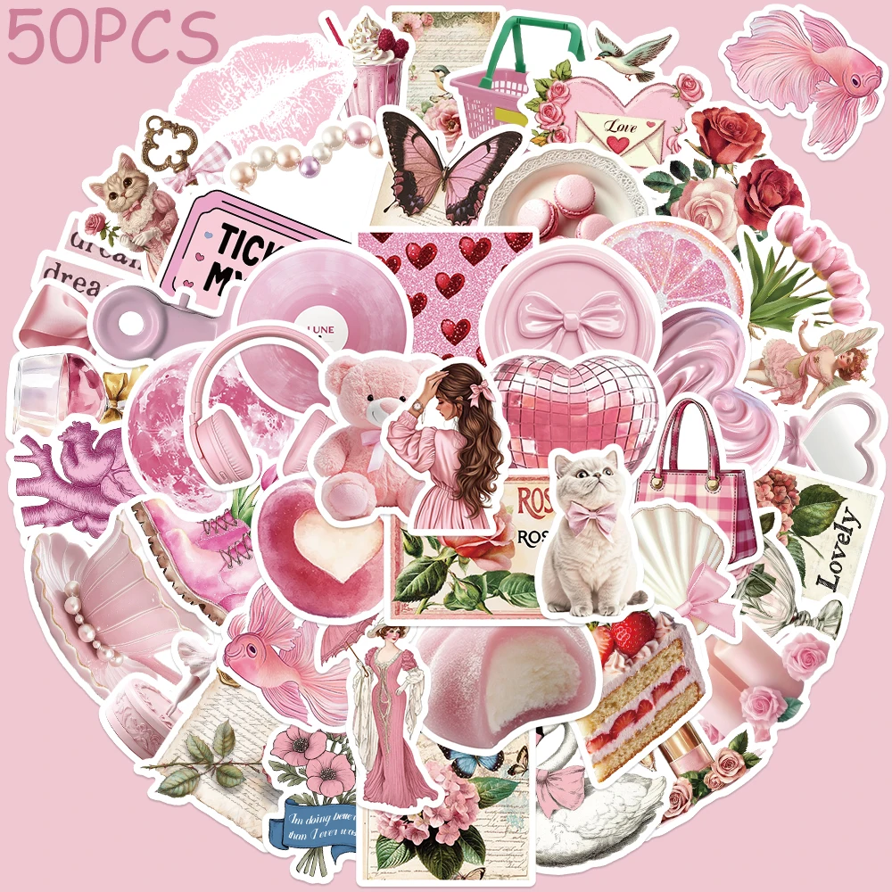 50pcs Pink Aesthetic Stickers Decals For Phone Laptop Scrapbook Refrigerator Guitar DIY Waterproof Stickers Girls Creative Gifts
50pcs Pink Aesthetic Stickers Decals For Phone Laptop Scrapbook Refrigerator Guitar DIY Waterproof Stickers Girls Creative Gifts
