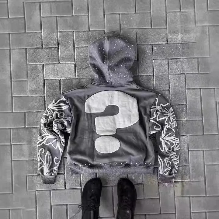 American letter foam print street trend Y2K destruction hoodie loose pullover sweater
American letter foam print street trend Y2K destruction hoodie loose pullover sweater