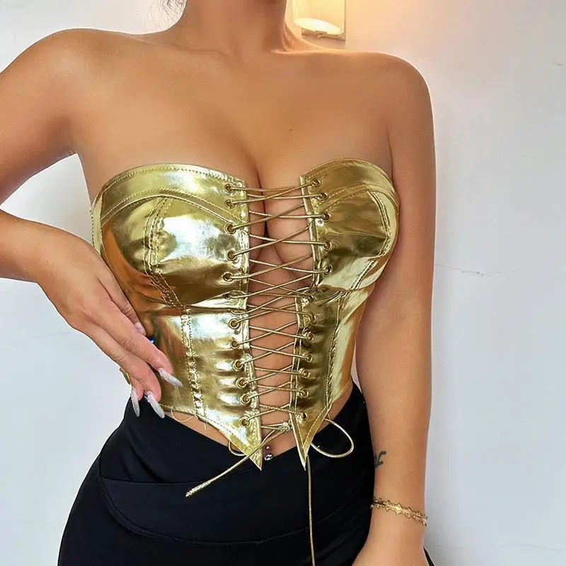 Zeyla INS Y2K Sexy Gold Metallic Lace-Up Corset Top Slim-Fit Bustier Tank for Women Night Club Party & Daily Trendy Wear
Zeyla INS Y2K Sexy Gold Metallic Lace-Up Corset Top Slim-Fit Bustier Tank for Women Night Club Party & Daily Trendy Wear