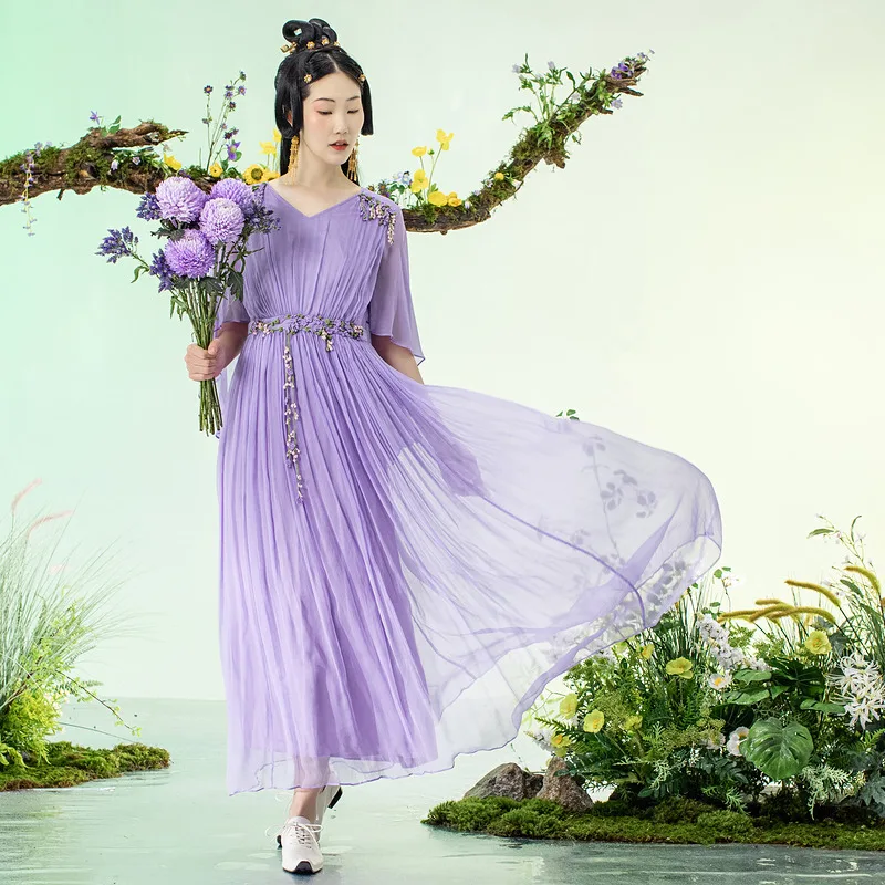 A Life On The Left Women Mulberry Silk Dress Short Sleeve V Neck Handmade Crochet Flower Comfor Soft Red Purple Mid-length Skirt
A Life On The Left Women Mulberry Silk Dress Short Sleeve V Neck Handmade Crochet Flower Comfor Soft Red Purple Mid-length Skirt